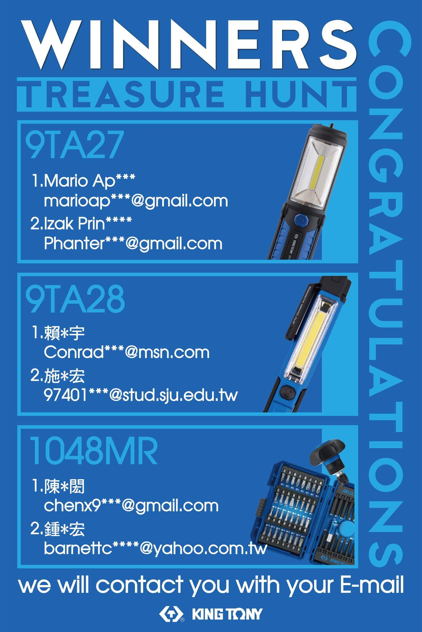 The winners of KING TONY Treasure hunt game