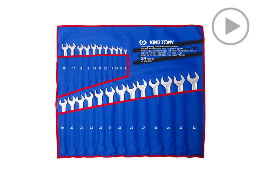 Juego de Llaves Inglesas Combinadas Larga Ultraliviana de 24 Piezas  KING TONY  12B4MRN