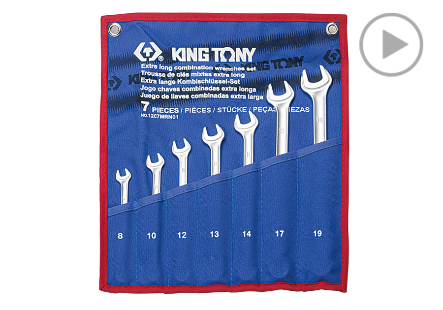 7件式 加长型轻量化复合扳手组(梅开扳手)  KING TONY  12C7MRN01