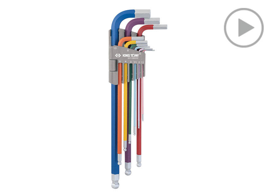 9件式 彩色特长型球头六角扳手组  KING TONY  20109MW