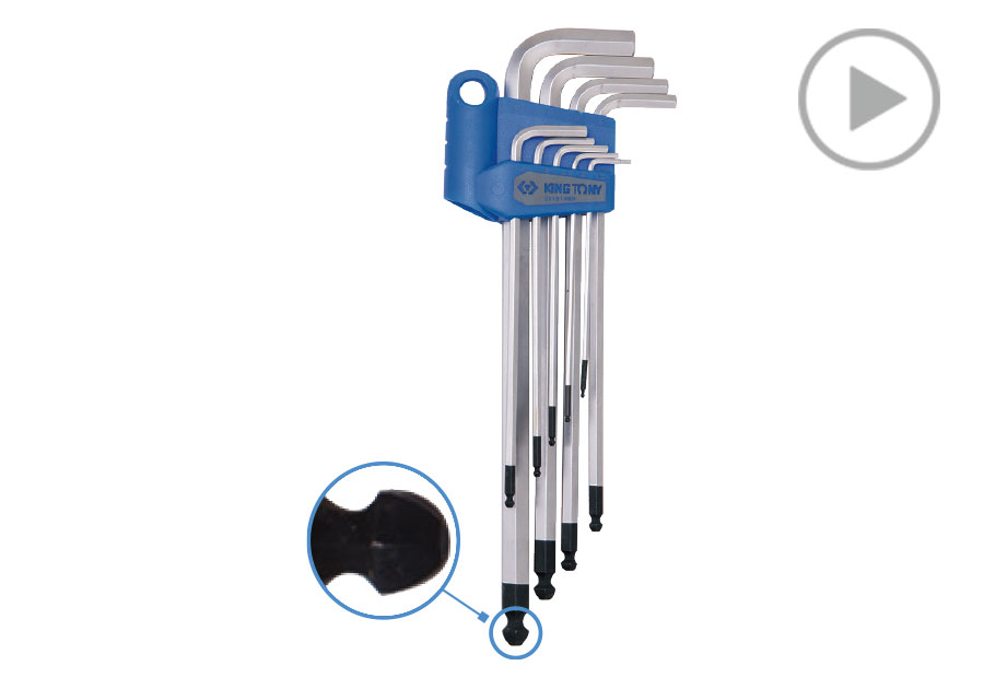 9 PC. Extra Long Arm Ball Hex Key Set  KING TONY  201B09MR