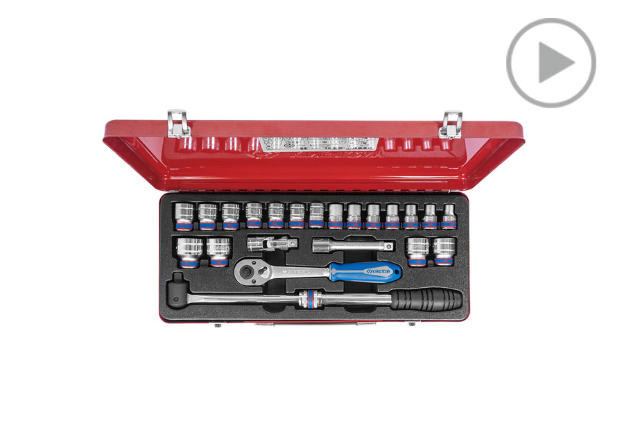 22件式 1/2" DR. 十二角套筒扳手组  KING TONY  4223MR