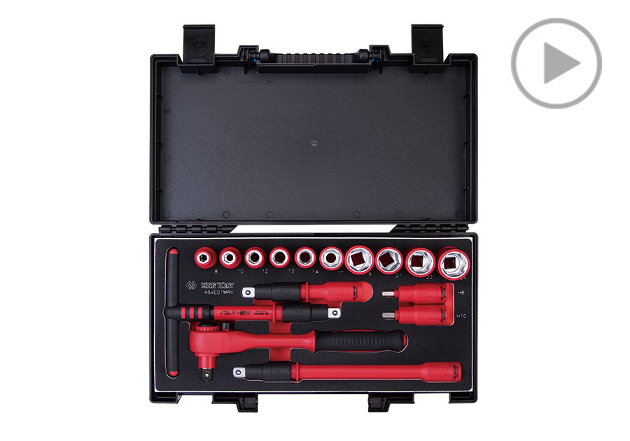 16件式 1/2" DR. 耐电压公制六角标准套筒组  KING TONY  45VE01MRV