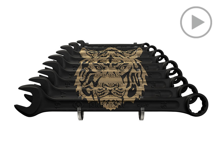 9 PC. Limited Edition Tiger Totem Combination Wrench Set  KING TONY  P12D09MRS11