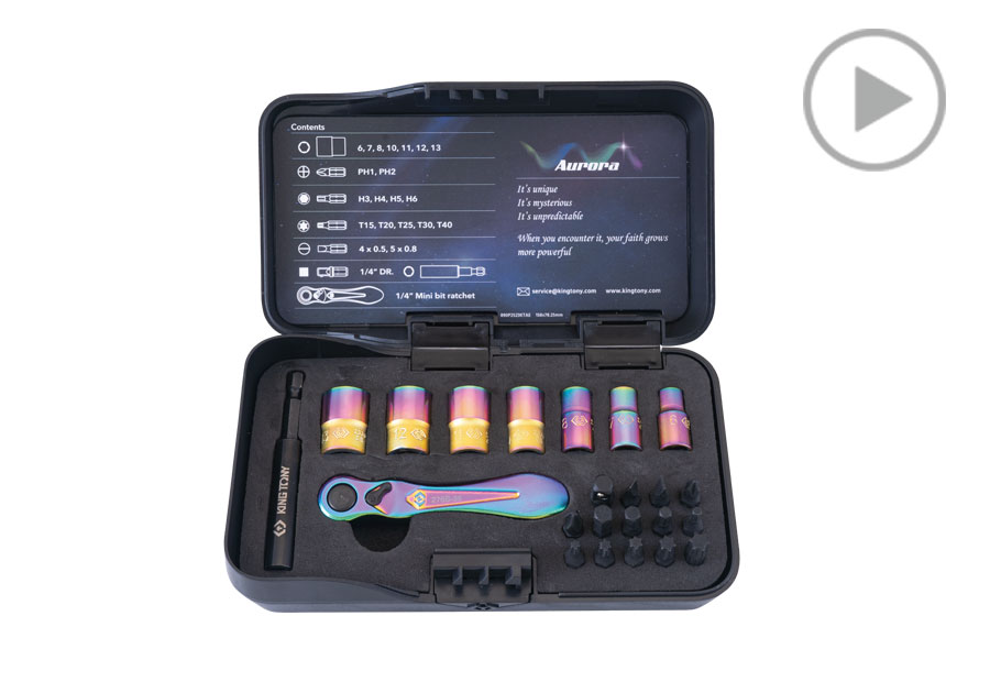 23件式 1/4" 限量版极光迷你工具组  KING TONY  P2523MT-AM